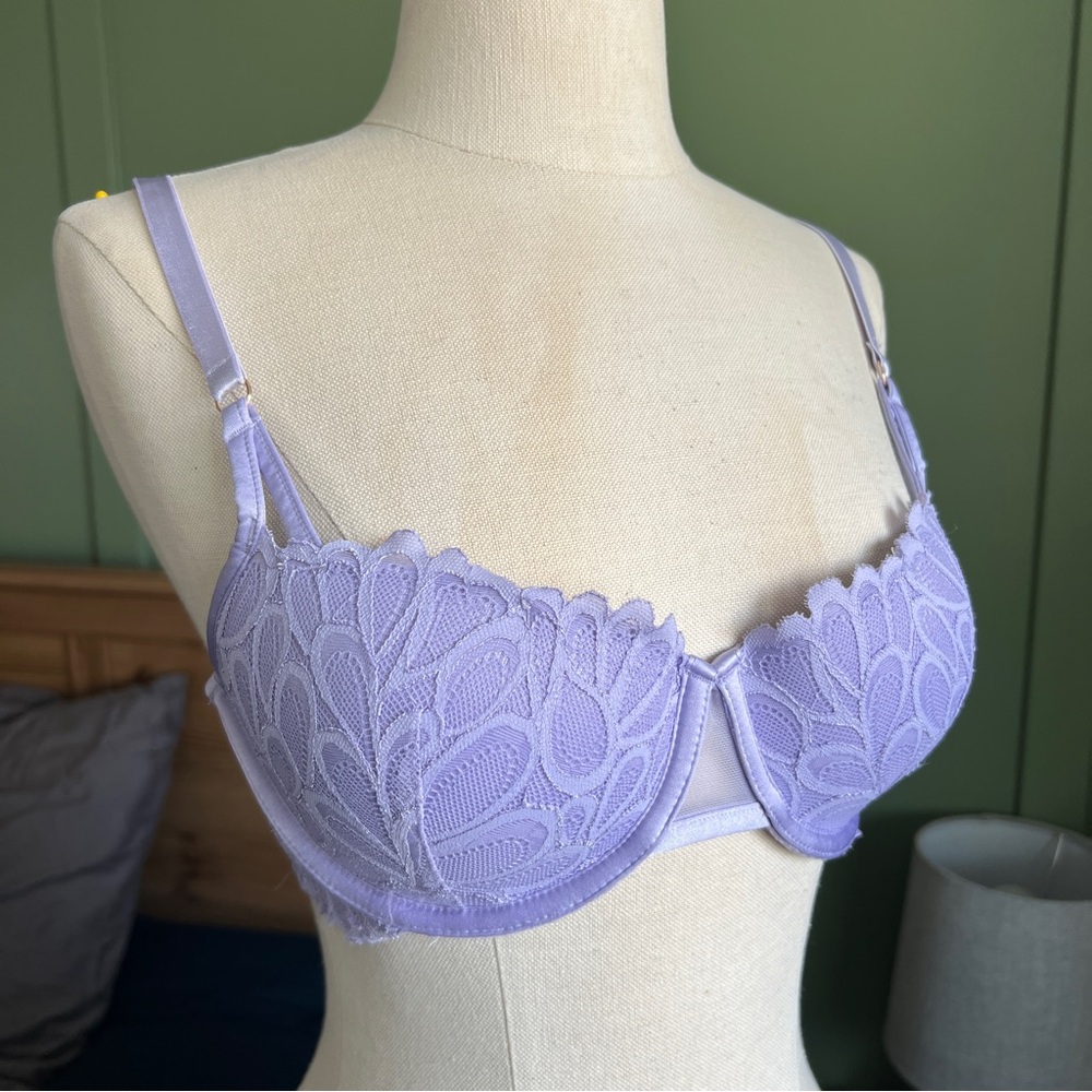 Savage X Fenty Sorry Not Sorry Lavender Purple Lace Balconette Bra